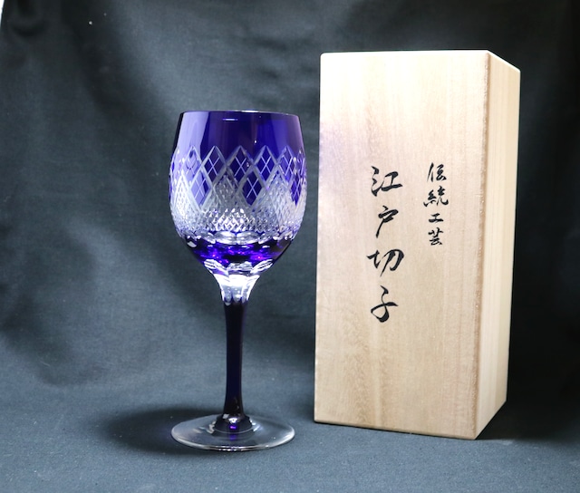 江戸切子　ワイングラス　